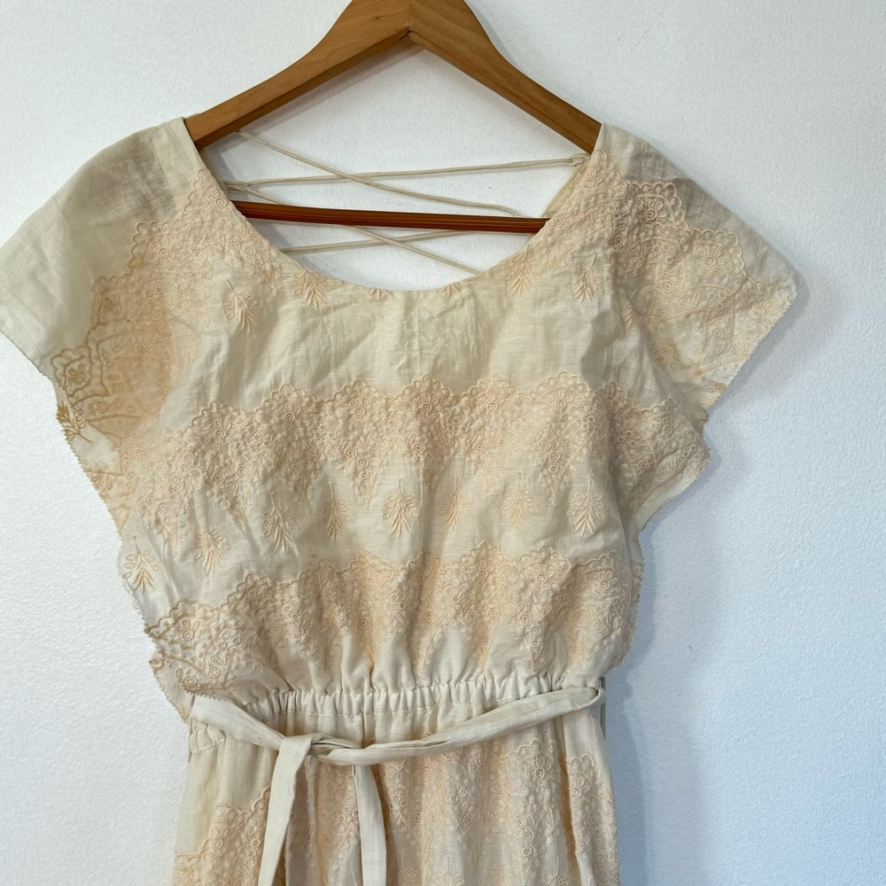 Love Sam Tallulah Silk-Blend Embroidered Ivory Maxi Dress Sz S - Picture 6 of 16
